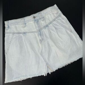 Free People Sidecar Denim Distressed Mini Skirt Silver Lake Size 27 EUC
